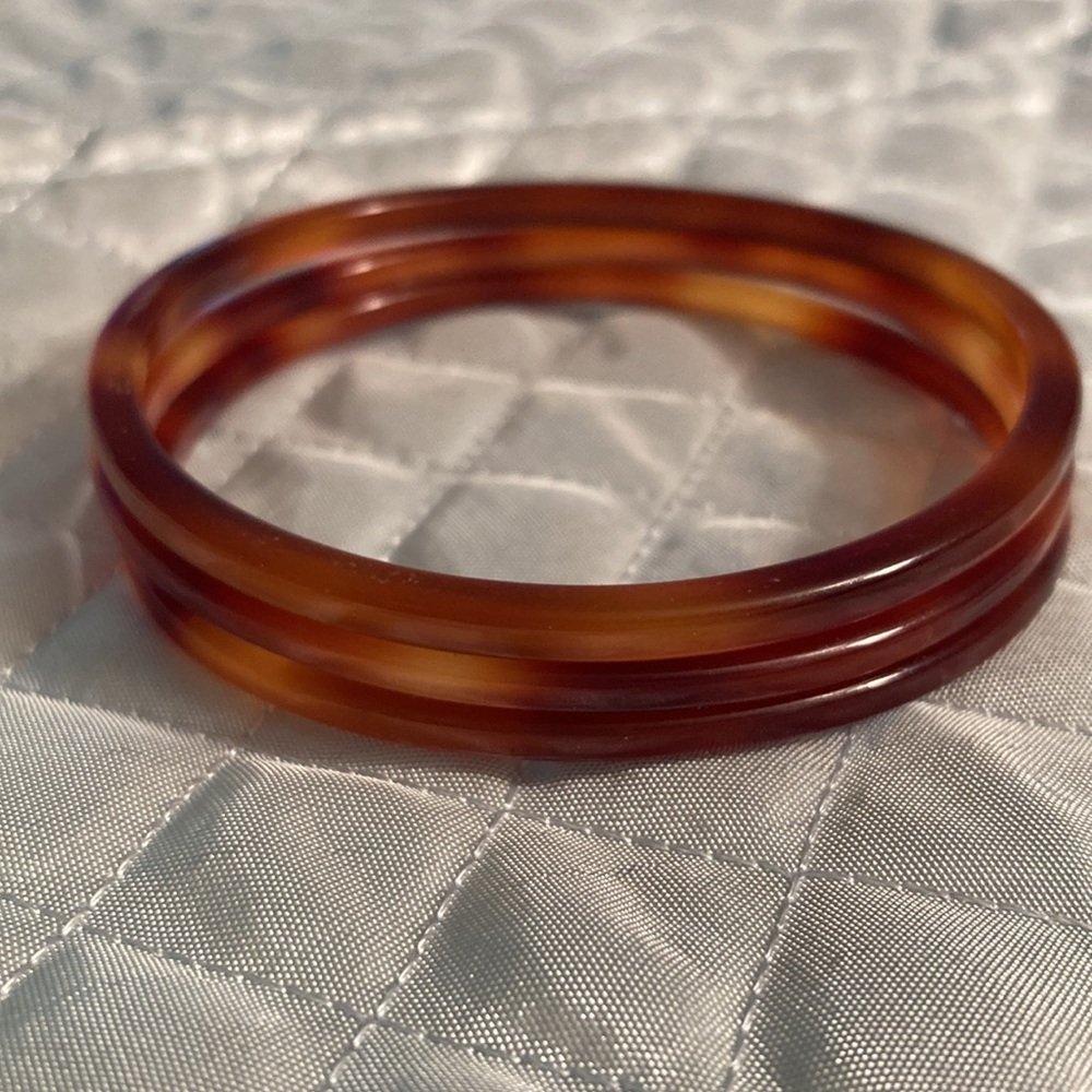 3 Vintage Tortoise Shell Bangles - image 4